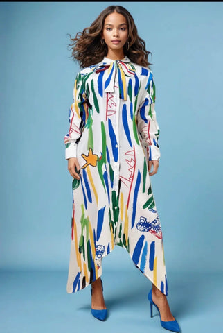 Color Stroke Shirt Dress
