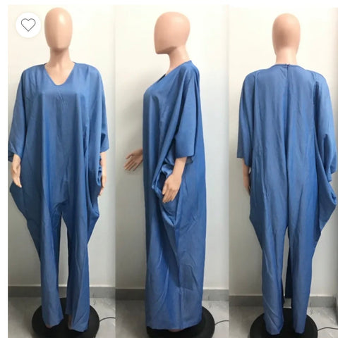 Denim Chambray Loose Jumpsuit