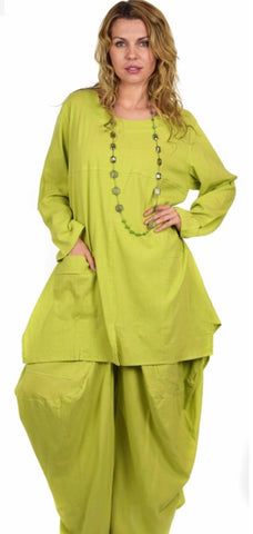 Plus Size Lime Cotton Pant Set